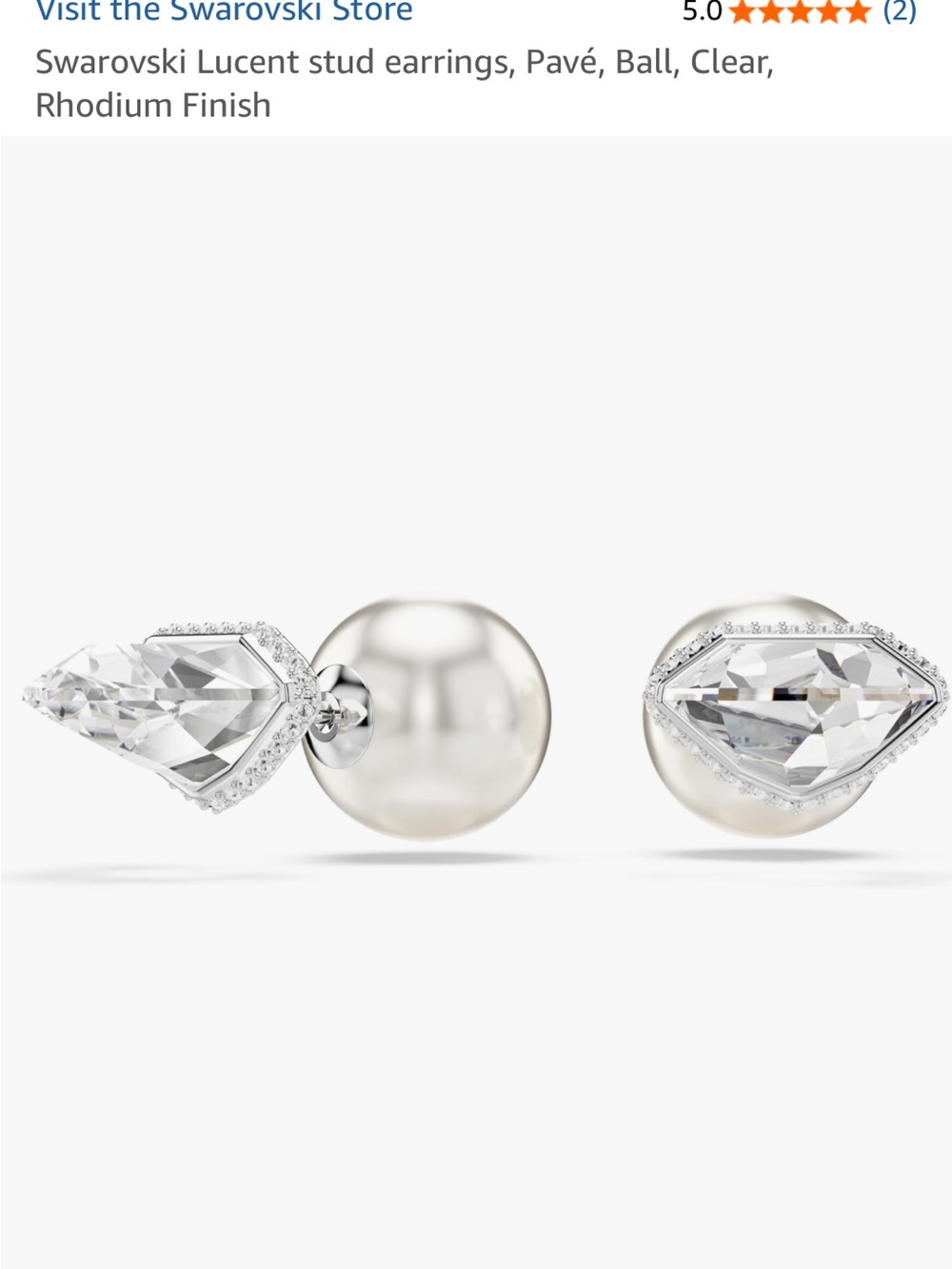 Swarovski Clear Crystal Lucent Pavé Stud Earrings in Rhodium Tone - Picture 2 of 4